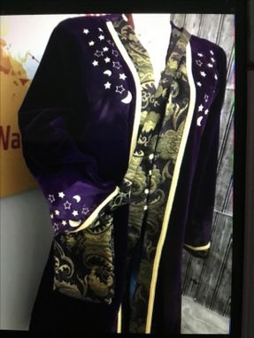Custom Made Purple Velvet Coat And Cross Body Bag