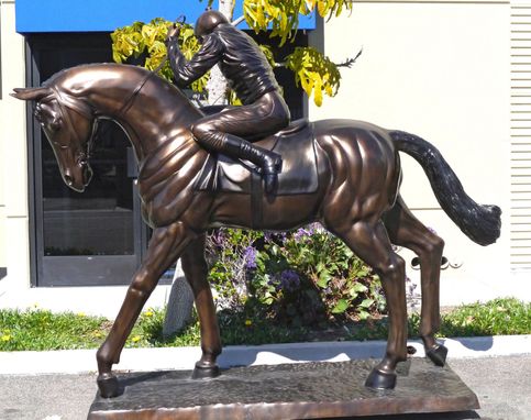 Custom Made Bronze Horse And Jockey / Bronze Polo Player | Life Size Custom Bronze Statues & Sculptures