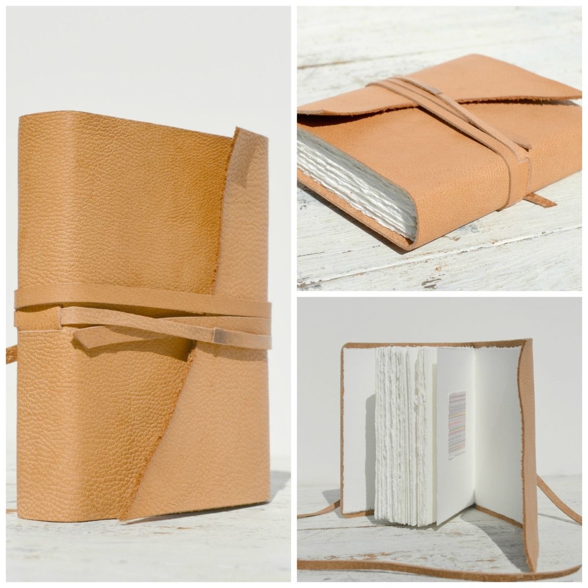 Hand Made Handmade Leather Bound Journal Collection Set by