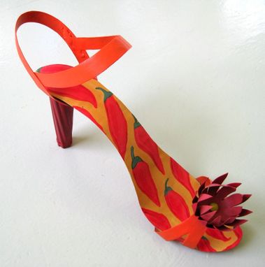 Custom Made Handmade Upcycled 3d Metal Shoe "Red Hot Mama''