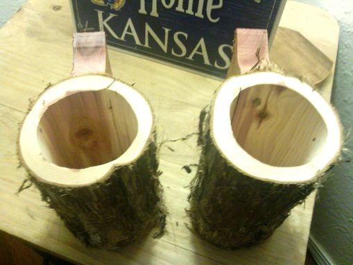 Custom Made Set Of Two Rustic Mugs In Cedar