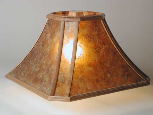Custom Made Aurora Arts-And-Crafts Table Lamp With Wood Framed Mica Shade