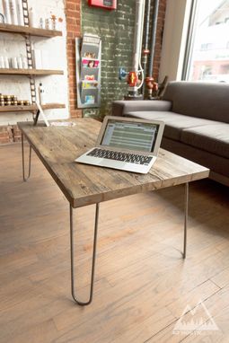 Custom Made Modern Rustic Reclaimed Wood Coffee Table W/ Hairpin Legs