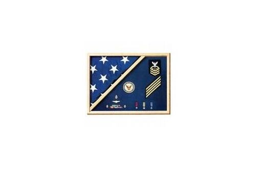 Custom Made Navy Flag Display Case - Navy Flag And Medal Display Case