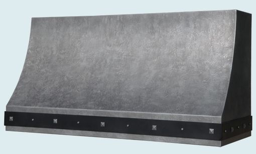 Custom Made Zinc Range Hood With Blackened Steel Strap