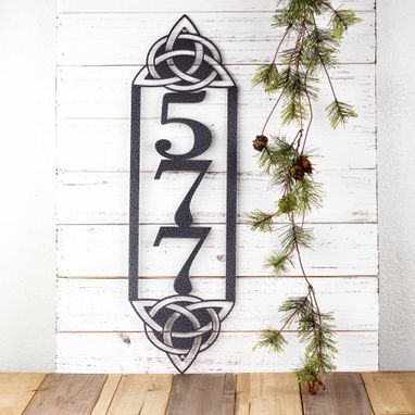 Custom Made Celtic Knot Vertical Outdoor House Number Metal Sign, Address Plaque, Custom Sign, Outdoor Sign
