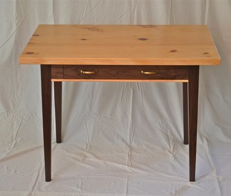 hand made writing desk of black walnut and knotty pine by