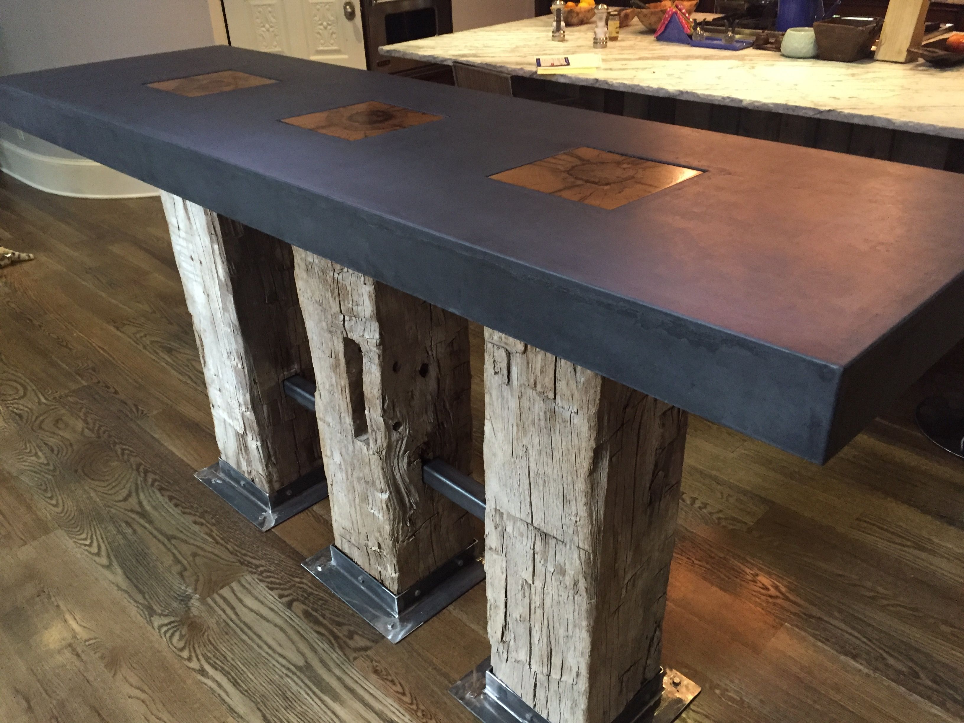 Hand Made Modern Kitchen Island Concrete In Denver by Metz Woodworks