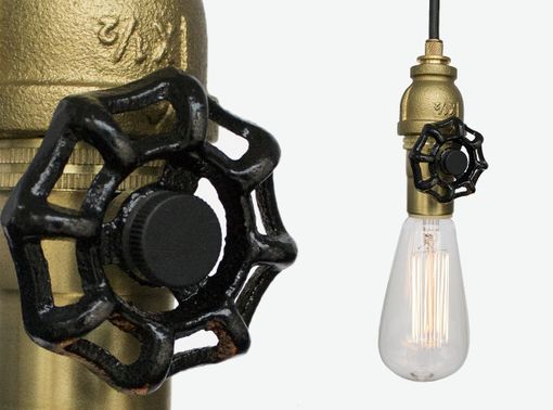 Custom Made Vintage Upcycled Valve Pipe Pendant Light – Brass