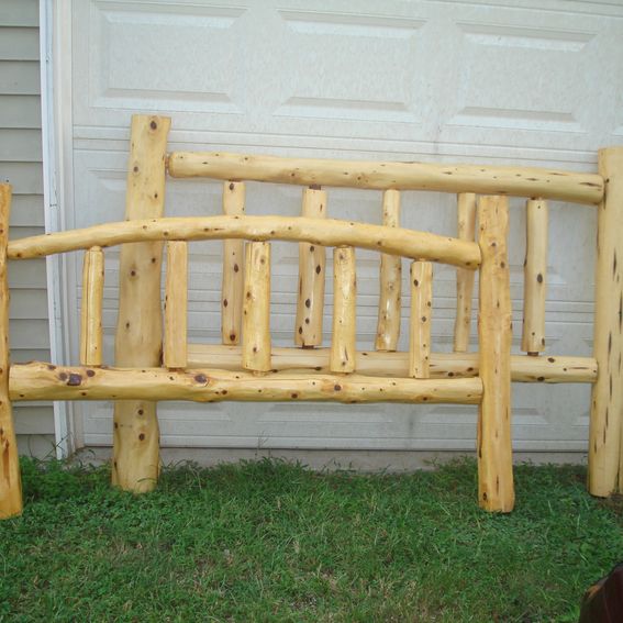 Custom Cedar Log Head & Foot Boards by Woody's Sawdust Factory ...