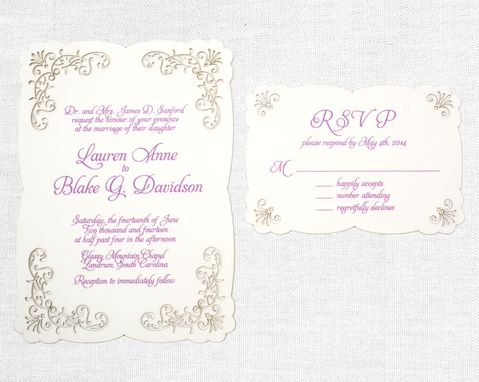 Custom Made Laser Cut Lace Wedding Invitation, Romantic And Vintage Inspired
