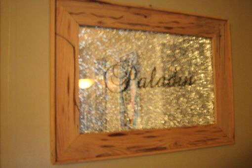 Custom Made Framed Shattered Glass Over Mirror With Decals