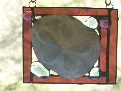 Custom Made Stained Glass Abstract Mixed Media Art With Shell