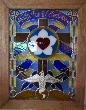 Custom Made Stained Glass And Fused Glass Panel- Navy Chaplain Retirement Celebration