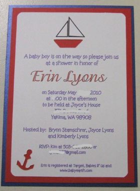 Custom Made 40 Nautical Custom Handcrafted Baby Shower Invites With Diecut