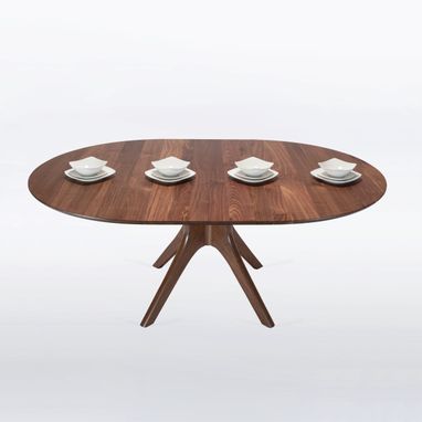 Custom Made Round Dining Table With Mid Century Modern Pedestal Base "Kapok"
