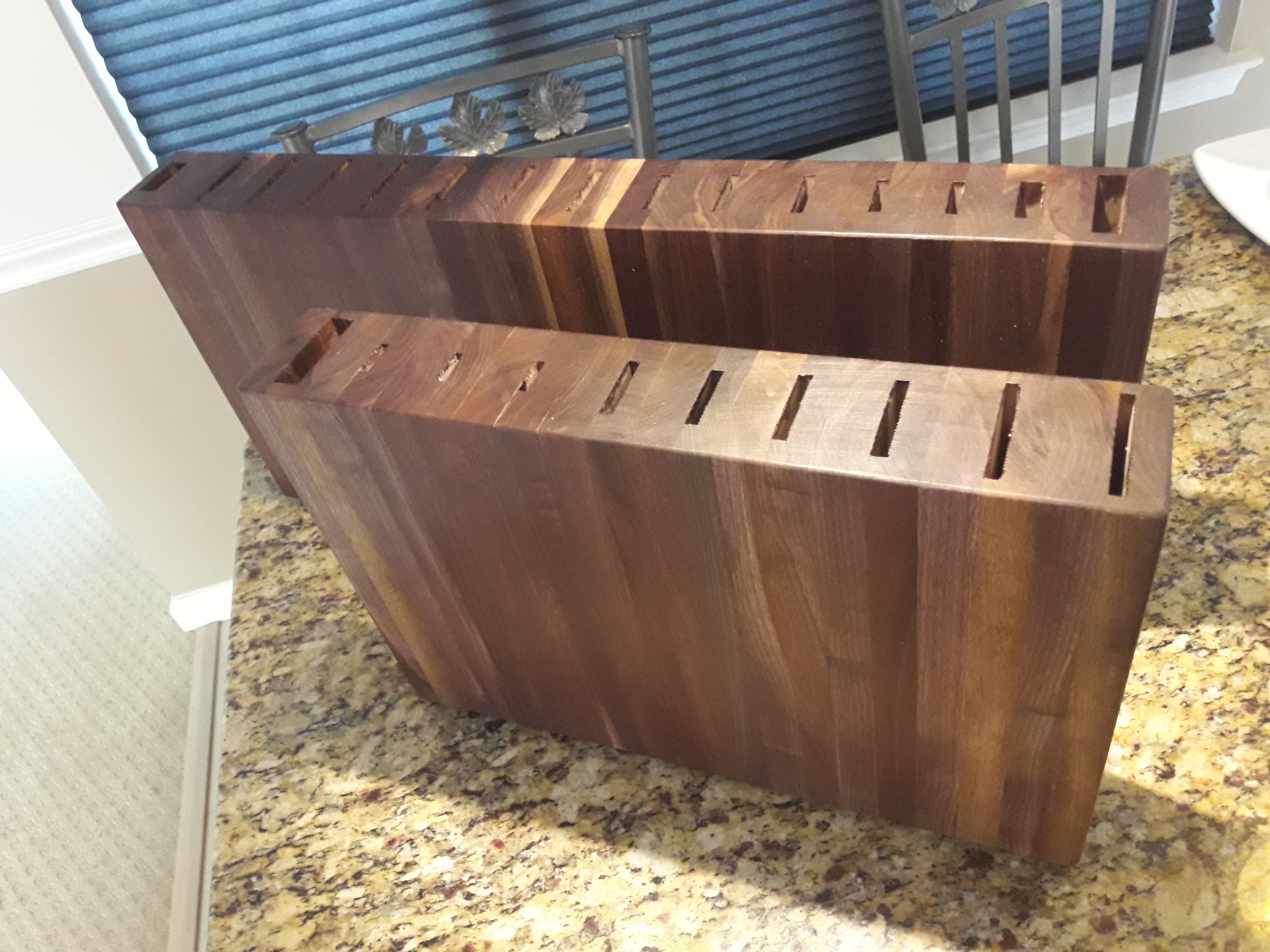 Hand Crafted Solid Walnut Vertical Knife Block by Debner Fine Art and