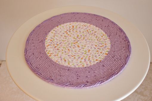 Custom Made Center Piece - Table Decor - Fabric Art - Table Topper - Fabric Wrapped Clothesline. Purples.