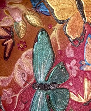 Custom Made Embossed Butterfly/Cherry Blossom Leather Messenger Bag