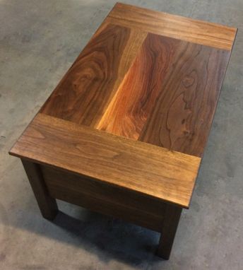 Custom Made Lift Top Combination Storage Coffee Table And Desk Made From Solid Hardwood Or Pine