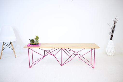 Custom Made The Yoshi Bench, Midcentury Modern, Minimalist Modern, Pink, Modern Bench
