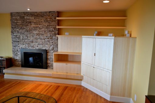 Custom Made Bamboo Tv Cabinet And Storage And Floating Shelves