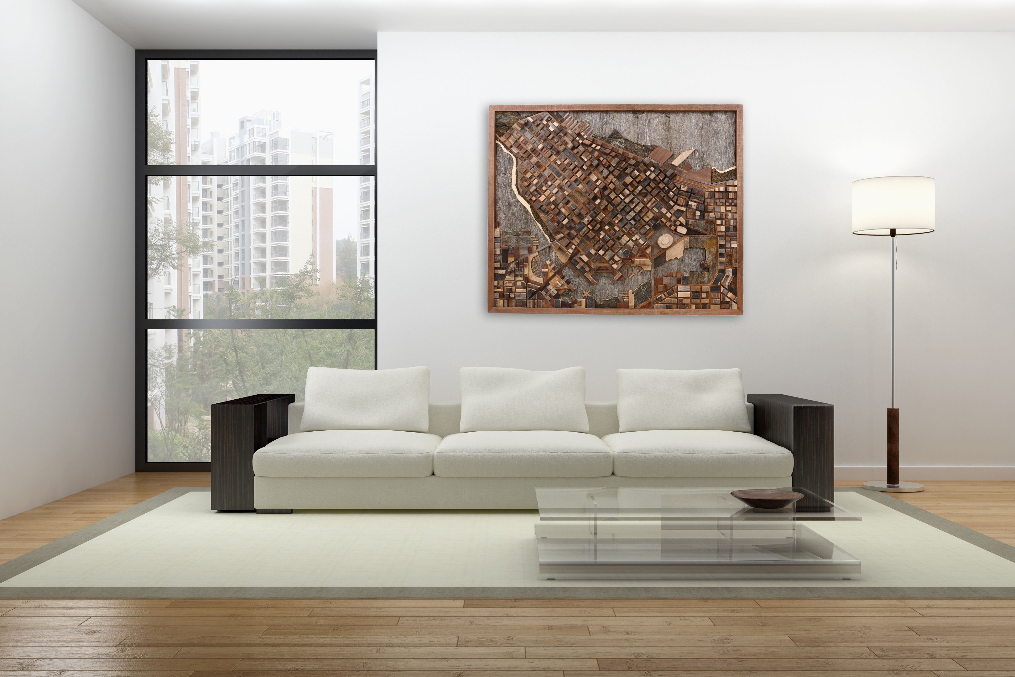 Hand Crafted Vancouver Cityscape Wood Wall Art Made Of Old