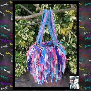 Custom Made Fringed Handbag Beaded Rhinestones Jewels Unique Custom Made Colorful Upcycled