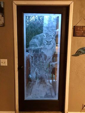 Custom Made Mountain Lion Etched Glass Door