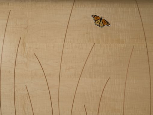 Custom Made Bed Frame Handmade In Cherry And Maple With Butterfly Inlay, "Butterfly Bed"