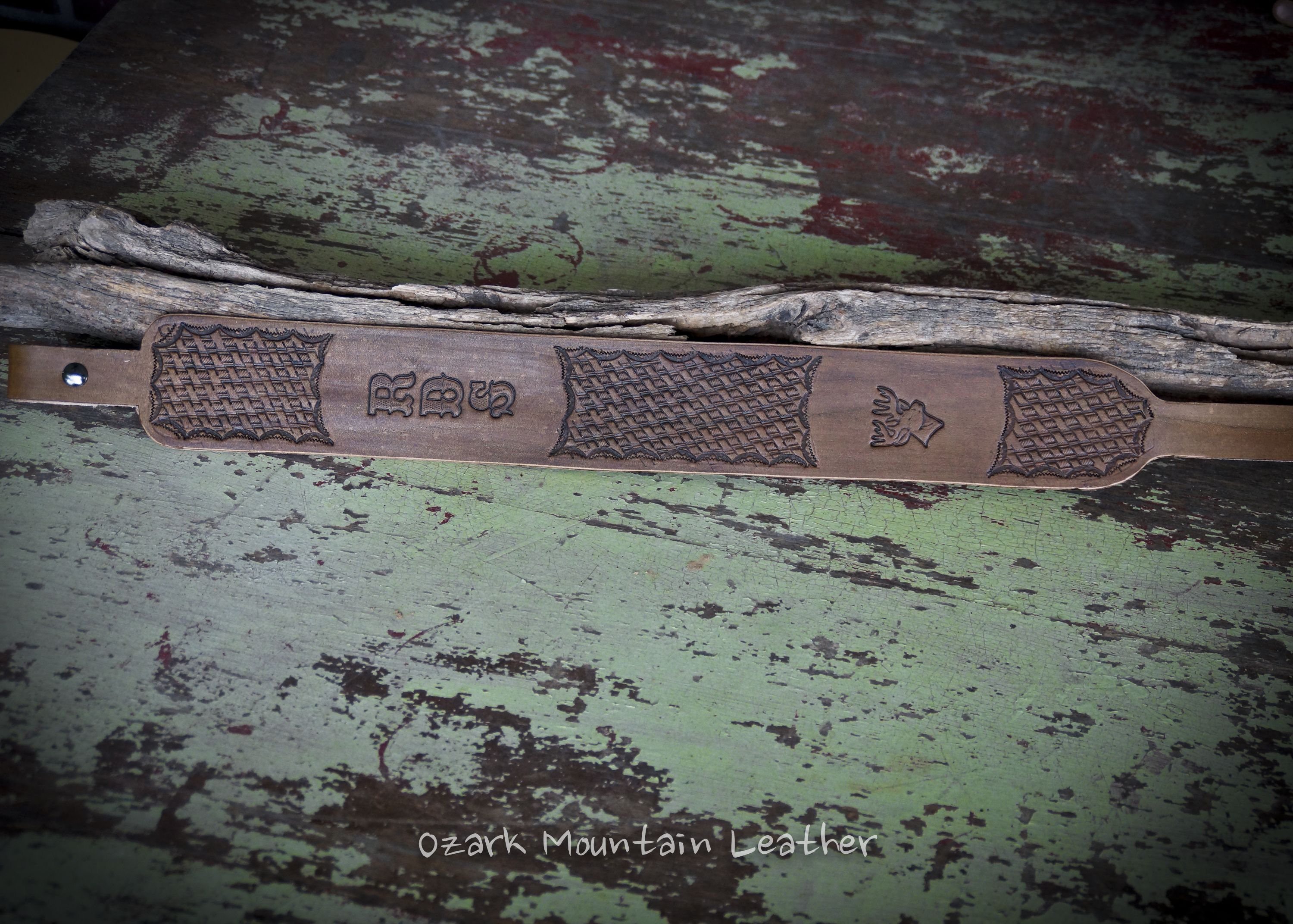 Buy Handmade Customized Vegetable Tanned Leather Rifle Sling Or Gun Sling  Hand Tooled Slim Style., made to order from Ozark Mountain Leather