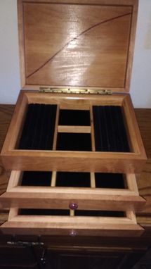 Custom Made Jewelry Box-Cherry With Purpleheart Accent And Knobs