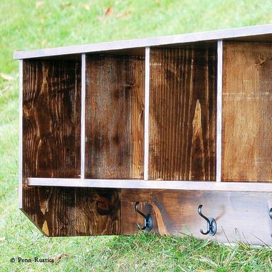 Custom Made Rustic Farmhouse Oversized Entryway Wall Shelf With Coat Hangers And Cubicles