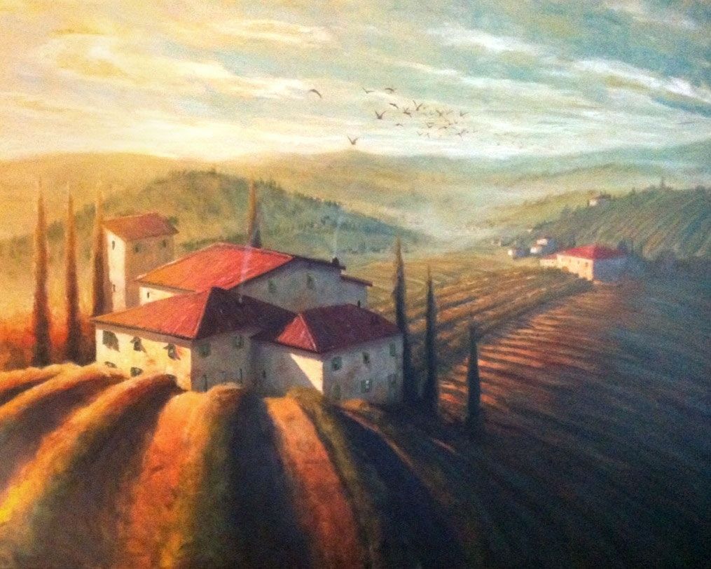 Hand Made Custom Tuscan Landscape Painting by Christopher ...