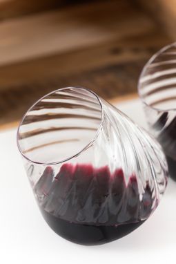 Custom Made Optic Twist Revolving Wine Glass Pair
