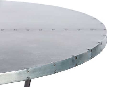 Custom Made Zinc Table  Zinc Dining Table - Madera Steel Ring Round Zinc Top Table