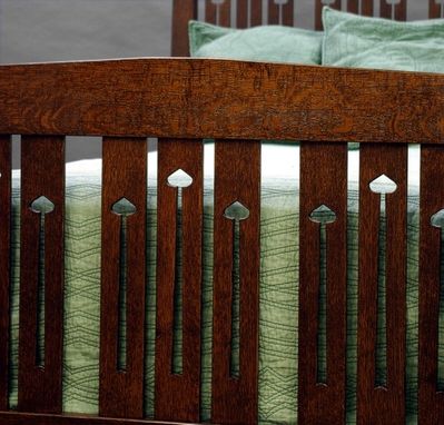 Custom Made Mackintosh Twin Bed, Quartersawn Oak, Beautiful Cutouts