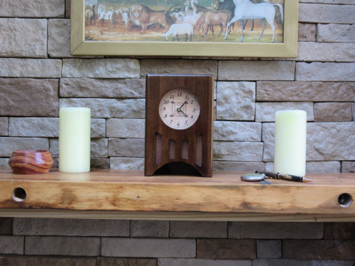 Custom Made Craftsman Style Mantle Clock, Solid Walnut (120)
