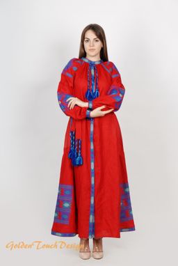 Custom Made Linen Embroidered Blouse Ukrainian Blouse Doho Style Blouse Vita Kin Chicnationale Abaya Dress