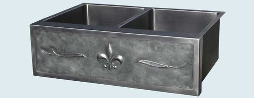 Custom Made Stainless Sink With Repousse Fleur-De-Lis