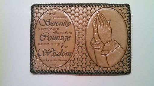 Custom Made Hand Carved Praying Hands And Serenity Prayer Pocket Size Big Book Cover