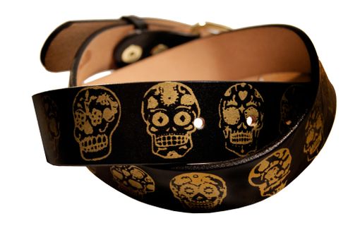 Custom Made Sugar Skulls/Day Of The Dead Leather Belt