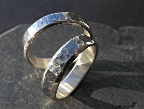 rustic wedding ring set silver matching promise rings partially oxidized silver - Rustic Wedding Rings rustic wedding ring set silver matching promise rings partially oxidized silver - Rustic Wedding Rings