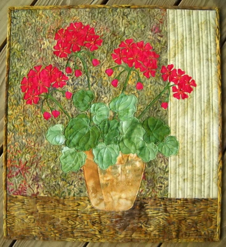 Custom Made Geraniums Quilted Wall Hanging By Sue Ann Wiltse Quilted Arts CustomMade