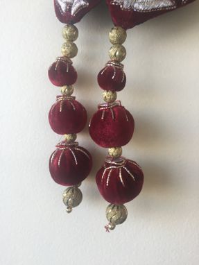 Custom Made Burgundy Velvet Balls ,Hand Embroidery With Gold Beads .Could Be Hanged In Thread Too