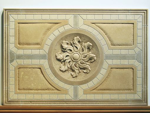 Custom Made Mosaic Travertine With Classic Relief Carving