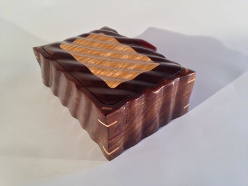 Custom Made Sculpted Jewelry, Keepsake, Or Watch Box In Quilted Maple & Walnut