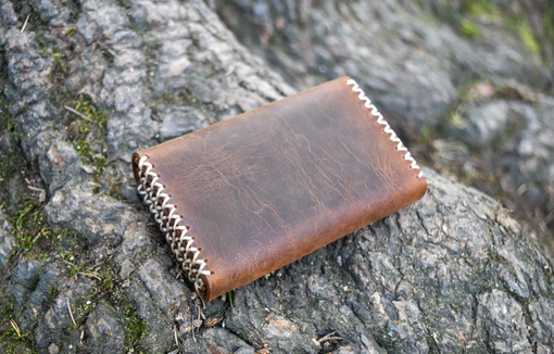 Custom Made Front Pocket Leather Wallet, Brown Minimalist Wallet
