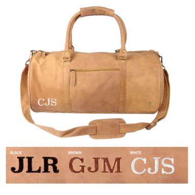 Custom Made Monogram Leather Duffle - Personalized Duffle Bag - Barrel Bag - Mens & Women's