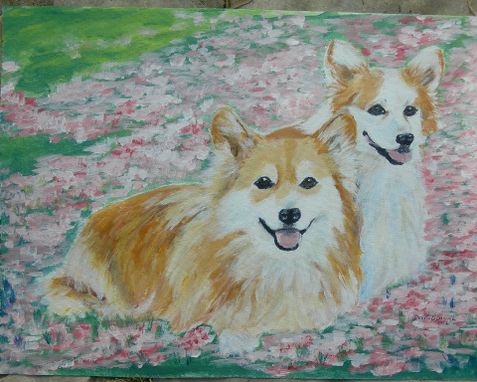 Custom Made Custom Pet Portrait Of Llyr And Gwennan, Pembroke Welsh Corgis